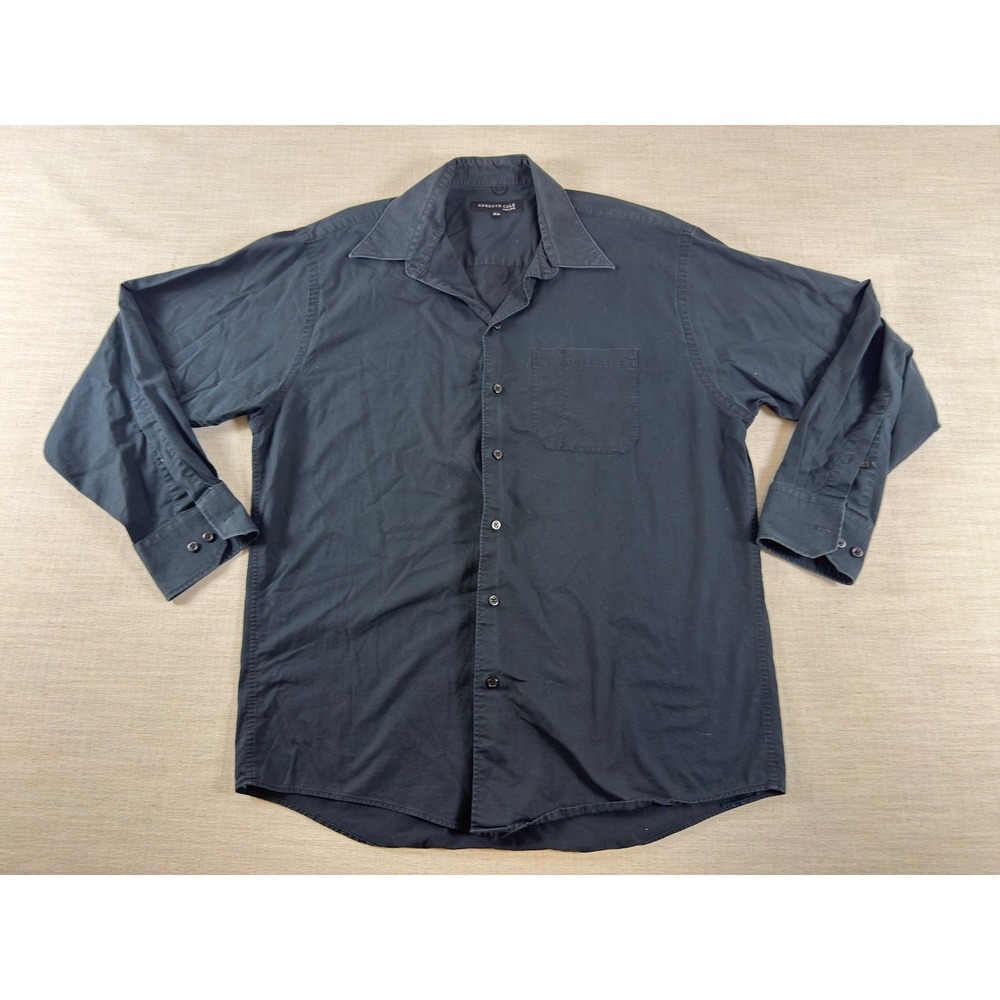 Kenneth Cole New York Mens Black Button Down Shirt Long‎ Sleeve 16.5 34-35 XL